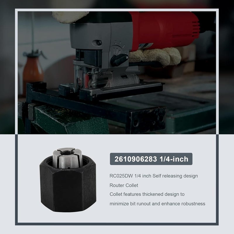 Thaekuns 2pcs 2610906283 1/4" Router Collet for Bosch 1613,1617, 1618,1619 Series Routers - Image 3